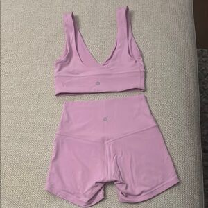 Lululemon Pink Sports Bra and Shorts Set